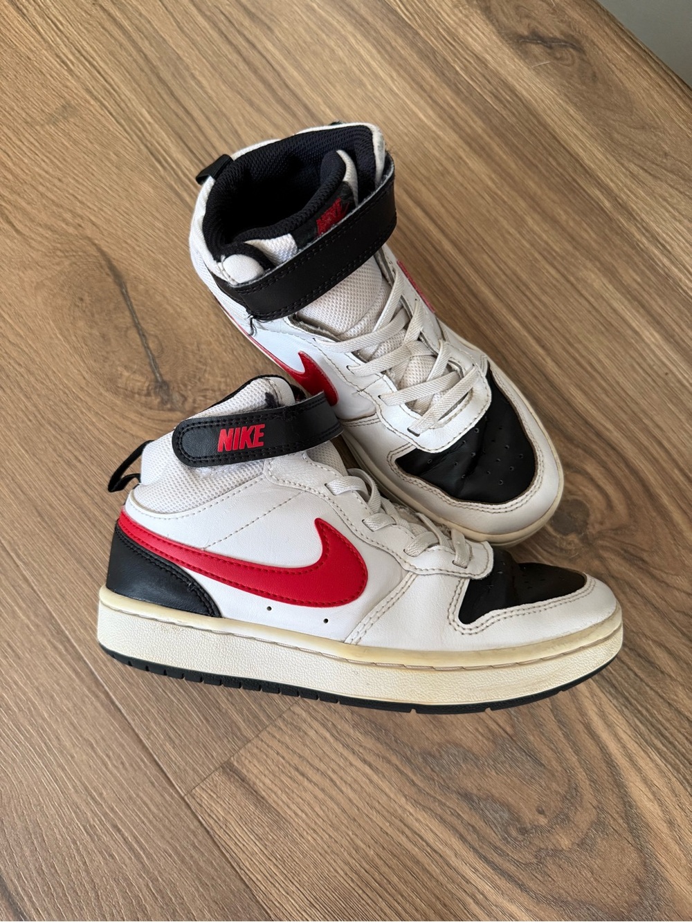 Nike Kids White, Black & Red Mid-Top Sneakers